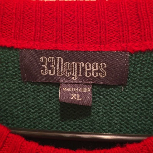 33 Degrees Christmas Holiday Green and Red Pug Dog Sweater - Picture 5 of 6